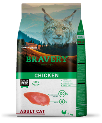 Hrana uscata pentru pisici Bravery Pui, 2kg